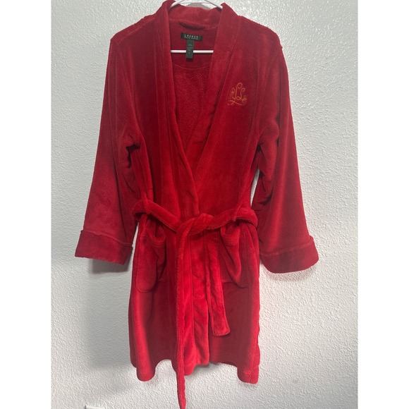 Lauren Ralph Lauren Other - Lauren Ralph Lauren Red Bathrobe Tie Waist Embroidered RL Logo Size L